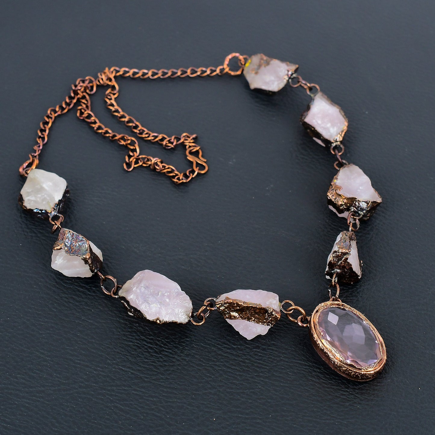 Pink Kunzite & Rose Quartz Gemstone Necklace