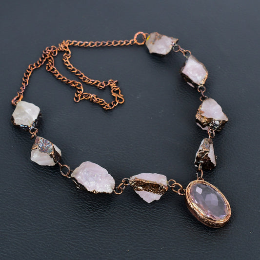Pink Kunzite & Rose Quartz Gemstone Necklace
