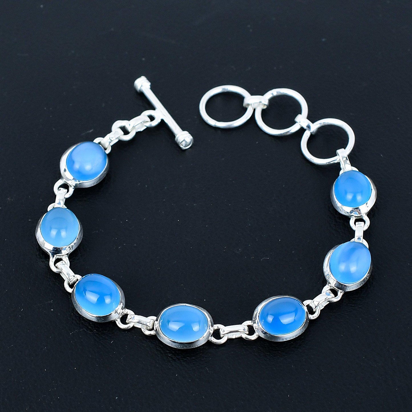 Blue Chalcedony Sterling Silver Bracelet