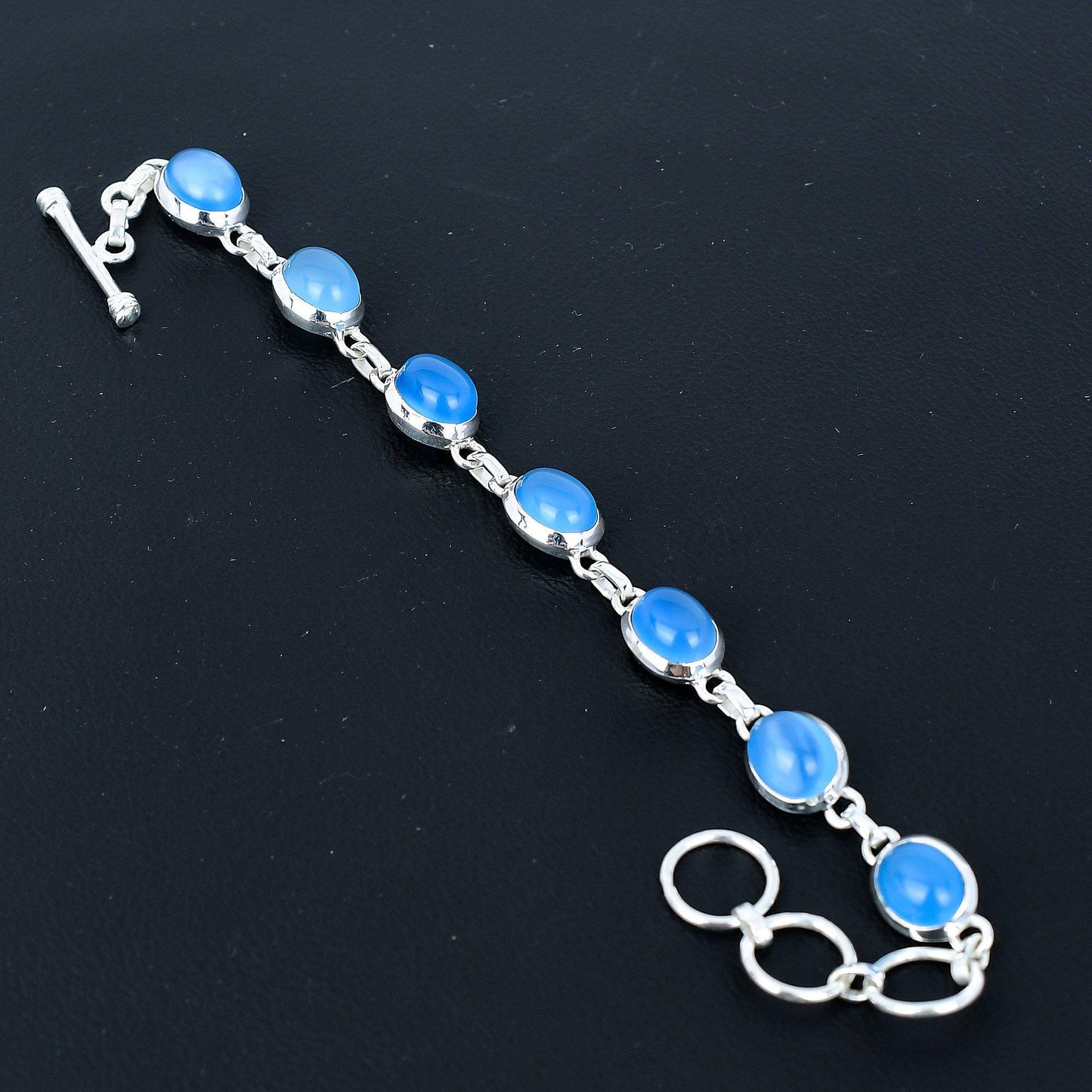 Blue Chalcedony Sterling Silver Bracelet