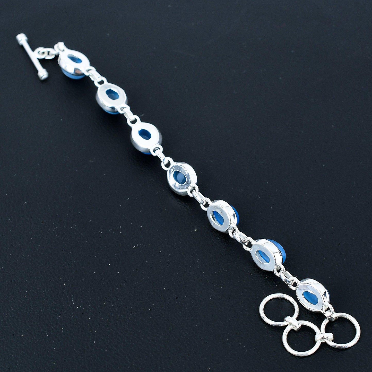 Blue Chalcedony Sterling Silver Bracelet