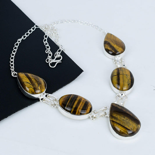 Golden Tiger’s Eye Sterling Silver Necklace