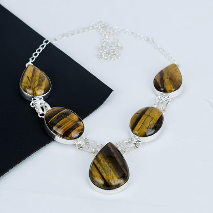 Golden Tiger’s Eye Sterling Silver Necklace