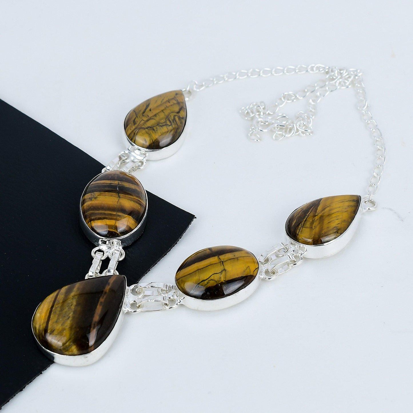 Golden Tiger’s Eye Sterling Silver Necklace