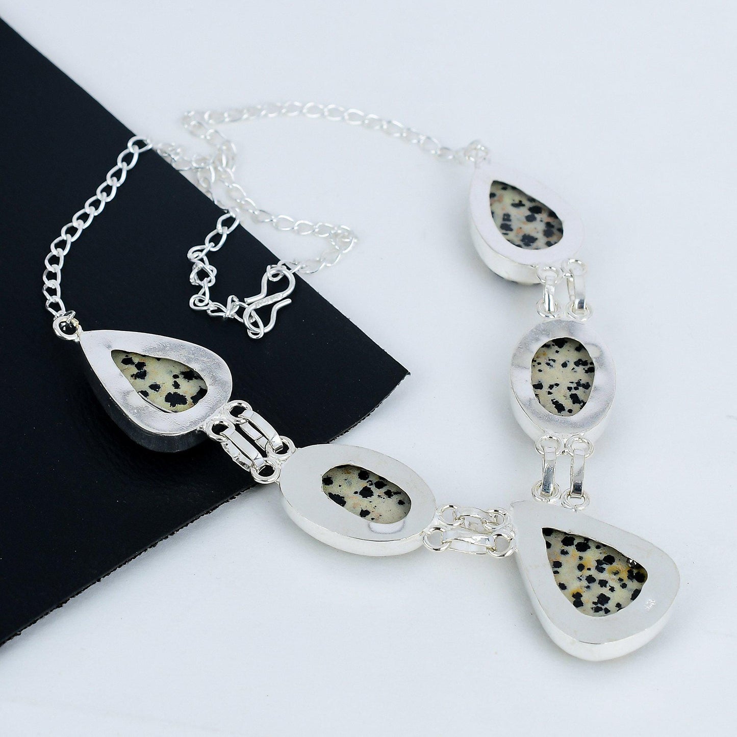 Beige Dalmatian Jasper Gemstone Necklace