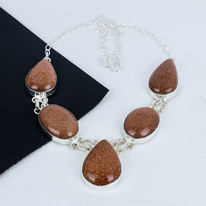 Orange Sunstone Sterling Silver Necklace