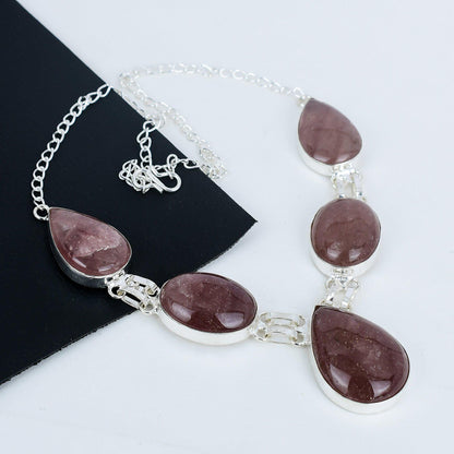 Pink Strawberry Quartz Necklace