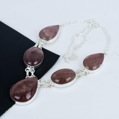 Pink Strawberry Quartz Necklace