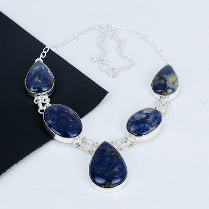 Blue Sodalite Sterling Silver Necklace