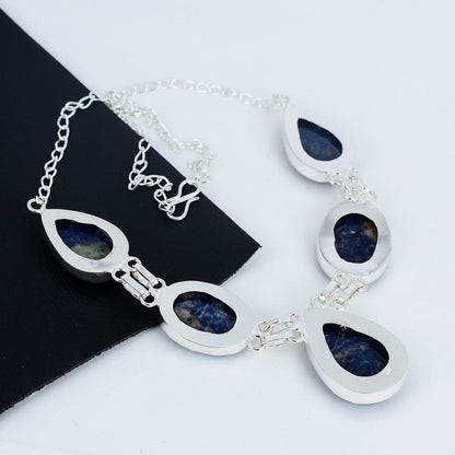 Blue Sodalite Sterling Silver Necklace