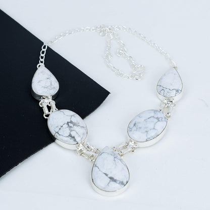 White Howlite Gemstone Necklace