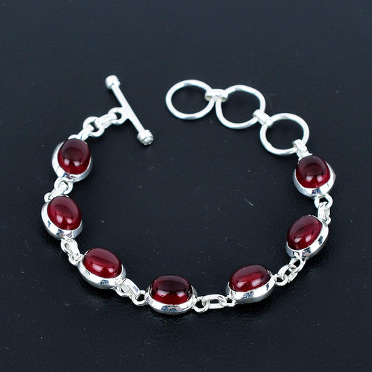 Red Carnelian Sterling Silver Bracelet