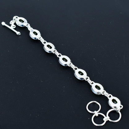 Green Peridot Sterling Silver Bracelet