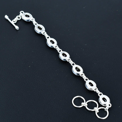 Red Garnet Sterling Silver Adjustable Bracelet