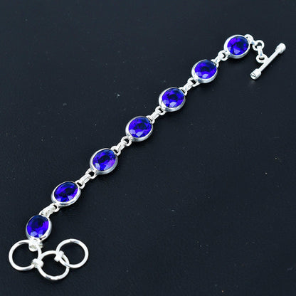 Blue Sapphire Sterling Silver Bracelet