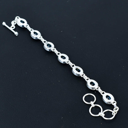 Swiss Blue Topaz Sterling Silver Adjustable Bracelet