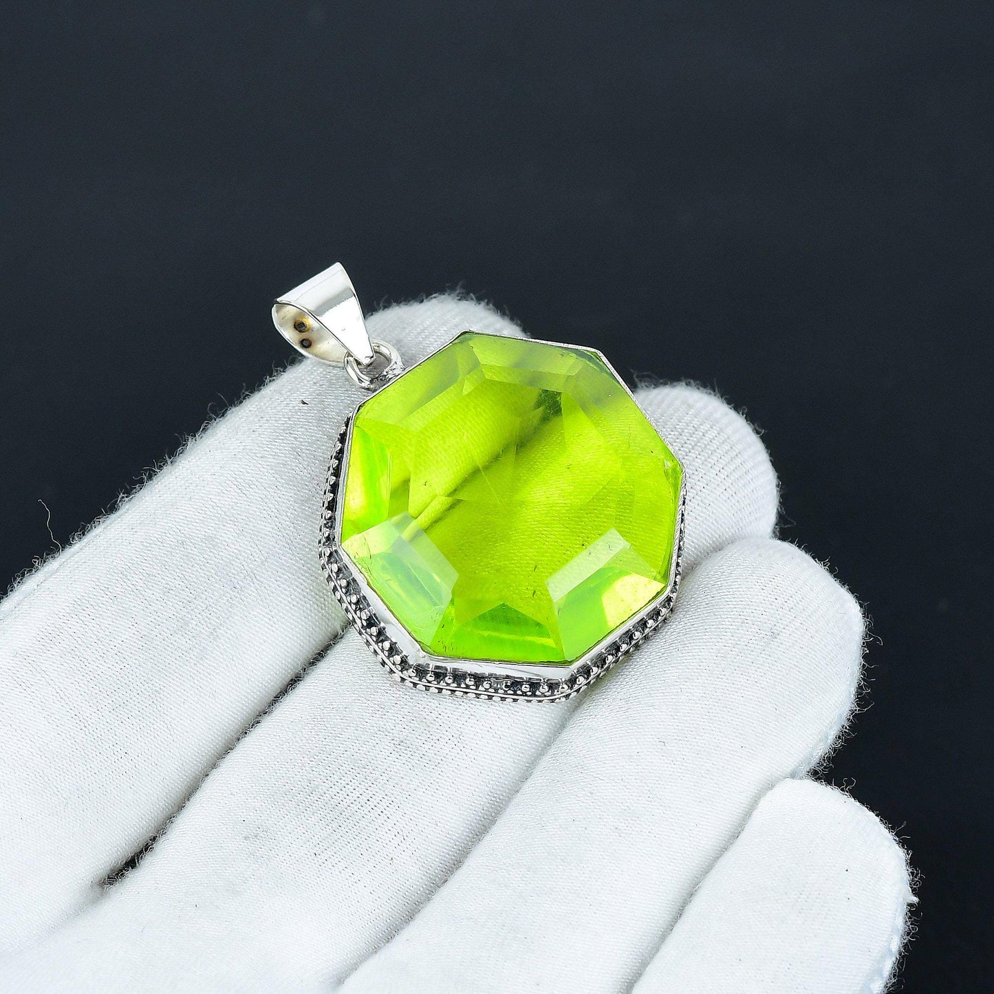 Green Peridot Octagon Pendant