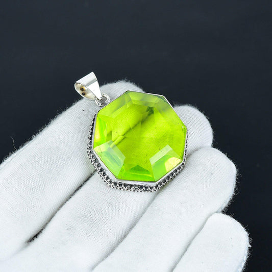 Green Peridot Octagon Pendant