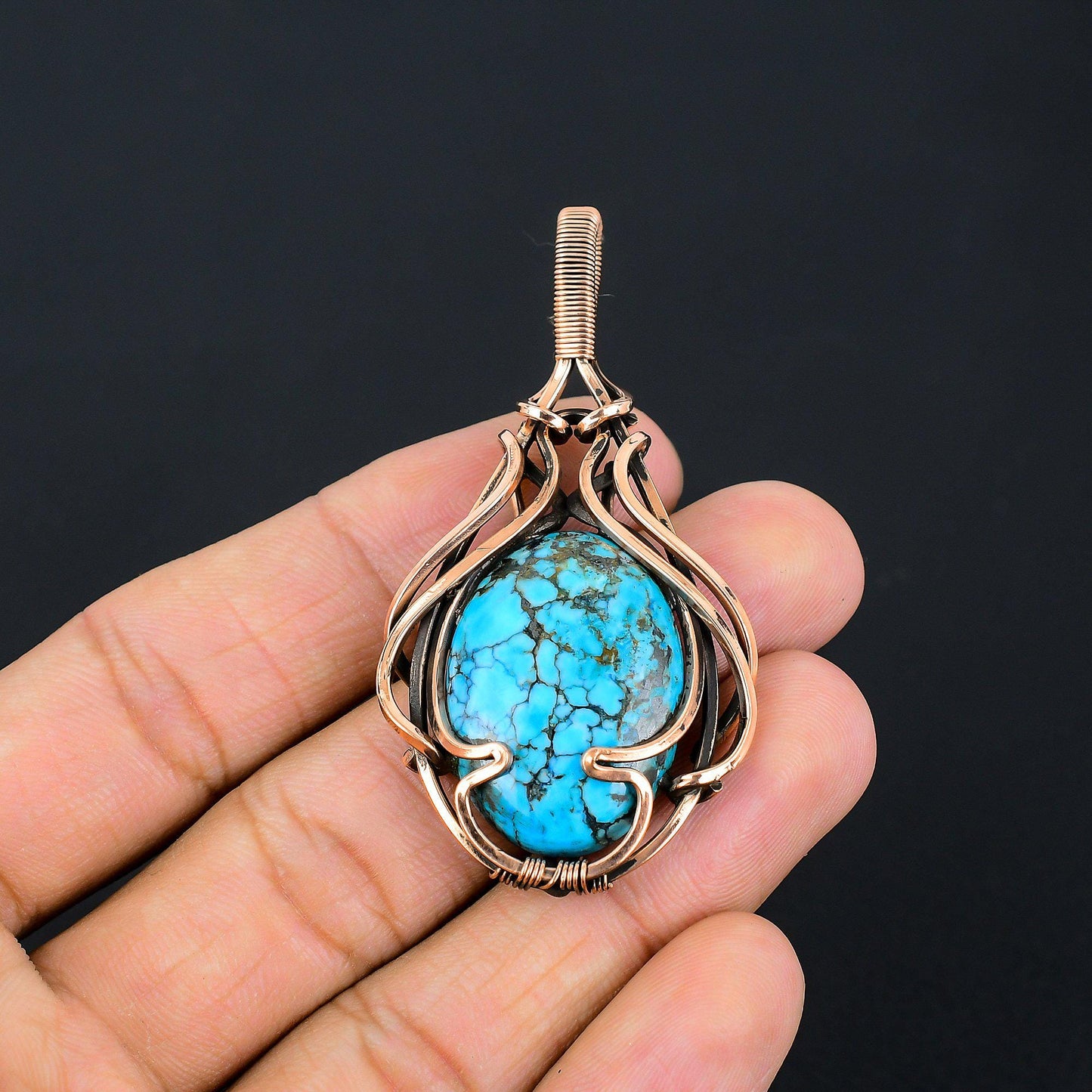 Turquoise Gemstone Wire Wrapped Pendant