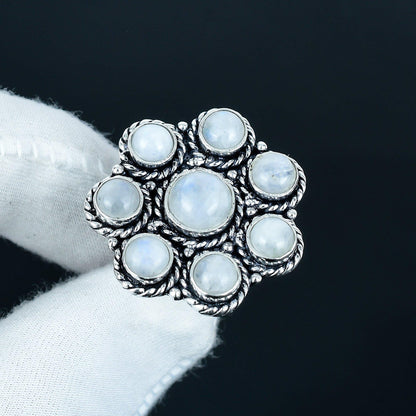 Rainbow Moonstone Sterling Silver Ring