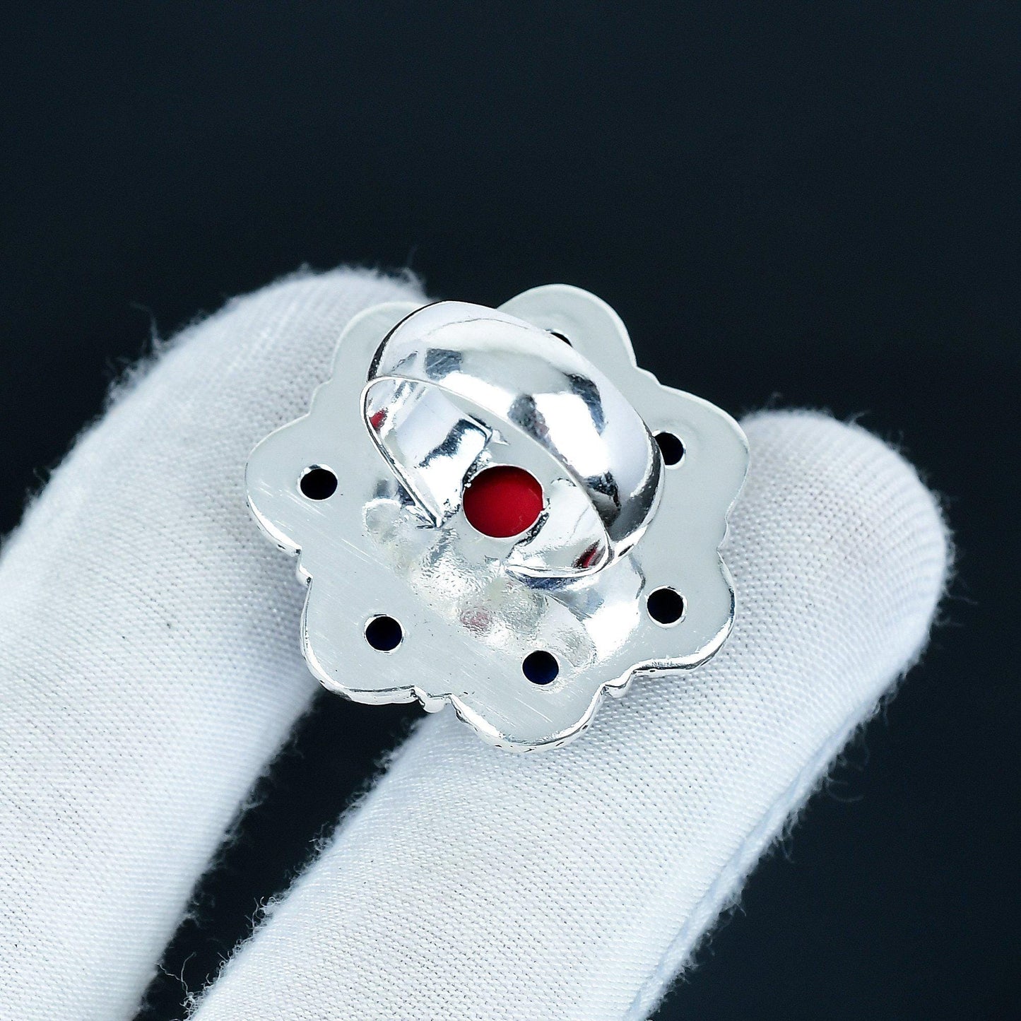 Red Coral & Lapis Lazuli Sterling Silver Ring