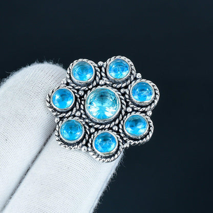 Blue Topaz Sterling Silver Gemstone Ring