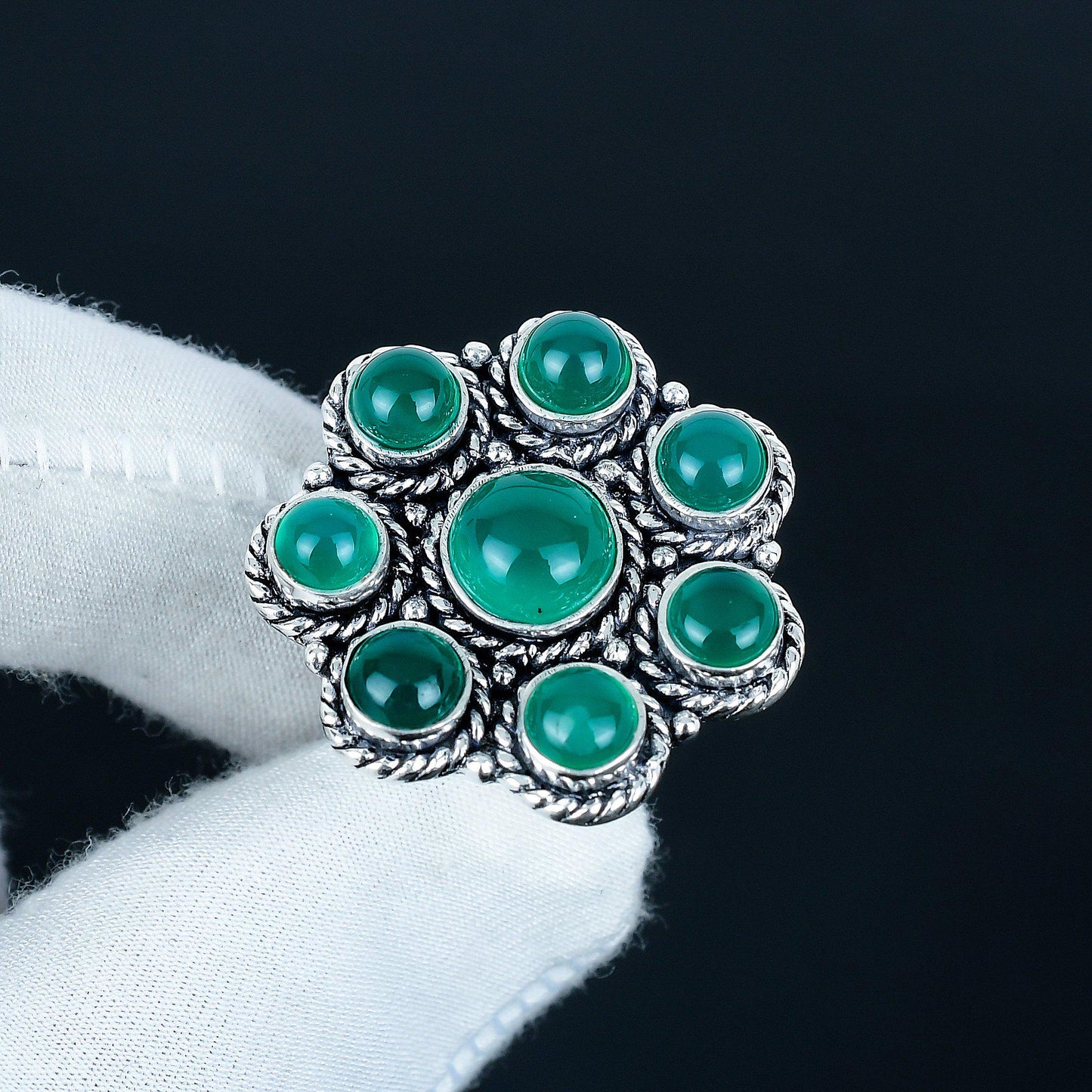 Green Onyx Sterling Silver Ring