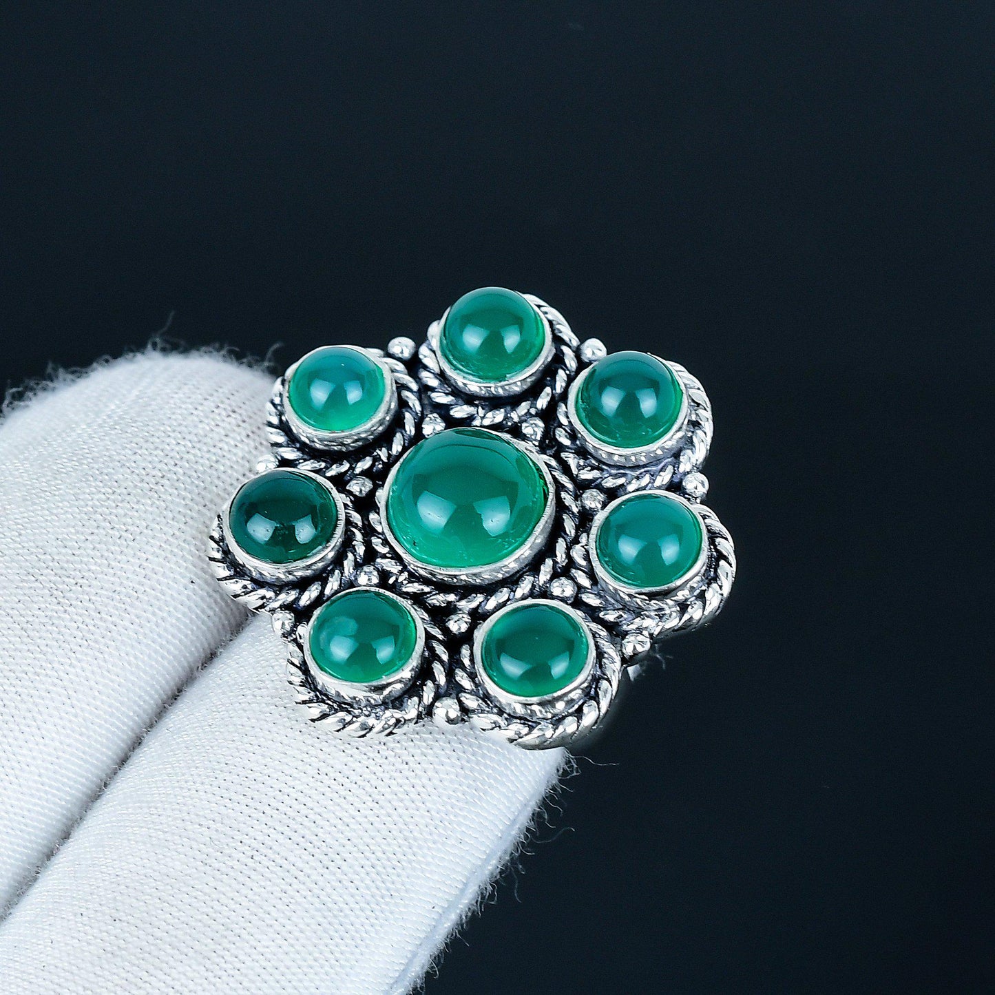 Green Onyx Sterling Silver Ring