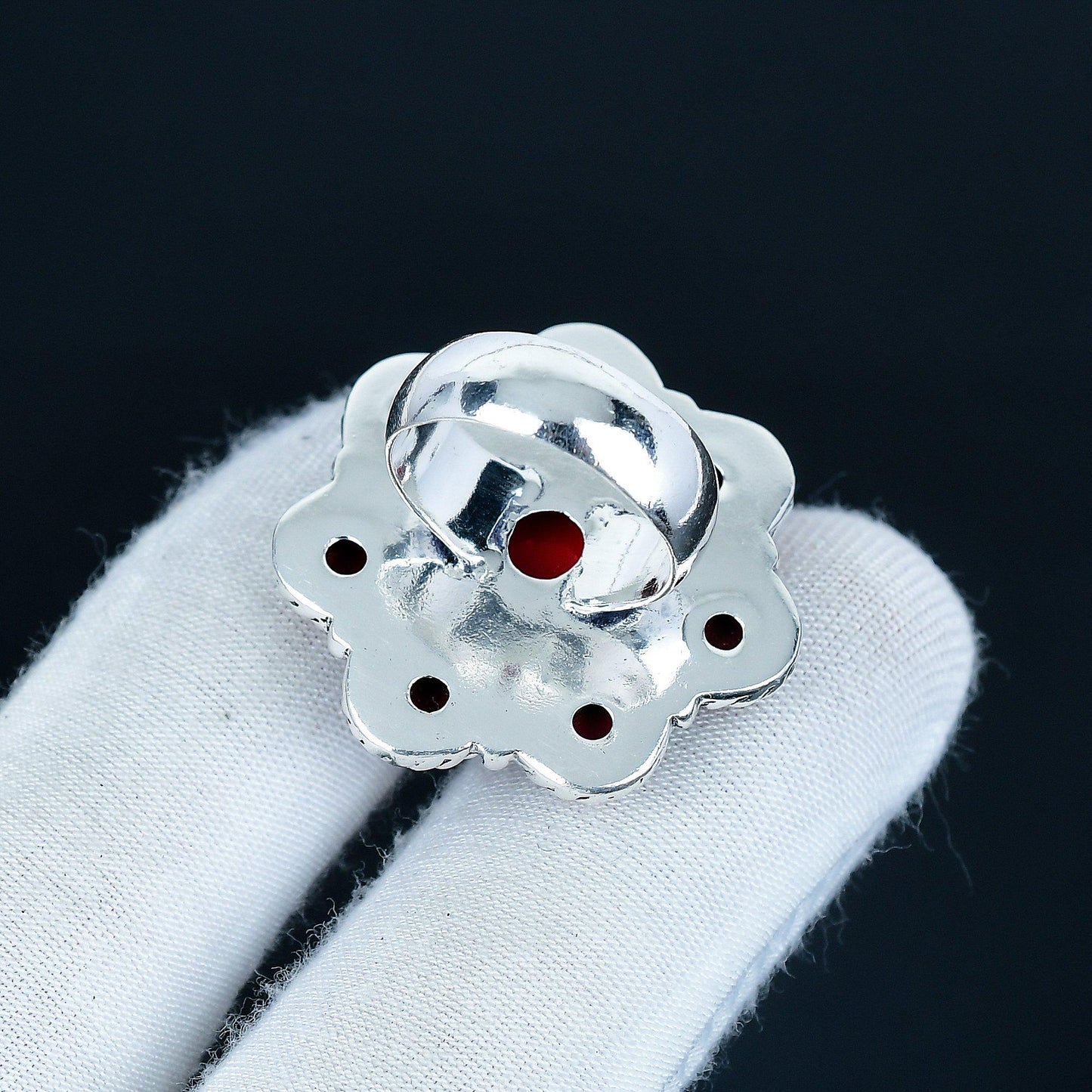 Red Coral Sterling Silver Ring