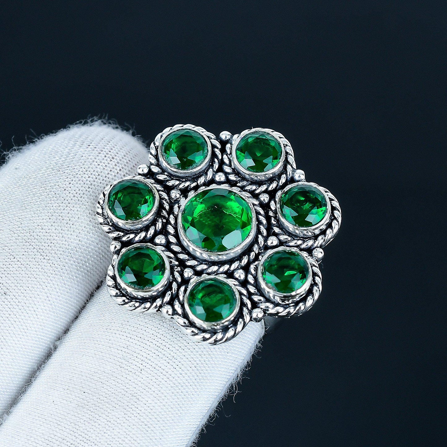 Green Tourmaline Sterling Silver Ring