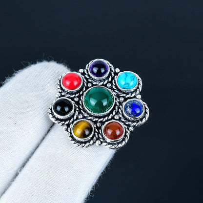 925 Silver Mix Gemstone Natural Ring
