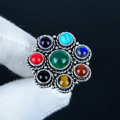 925 Silver Mix Gemstone Natural Ring