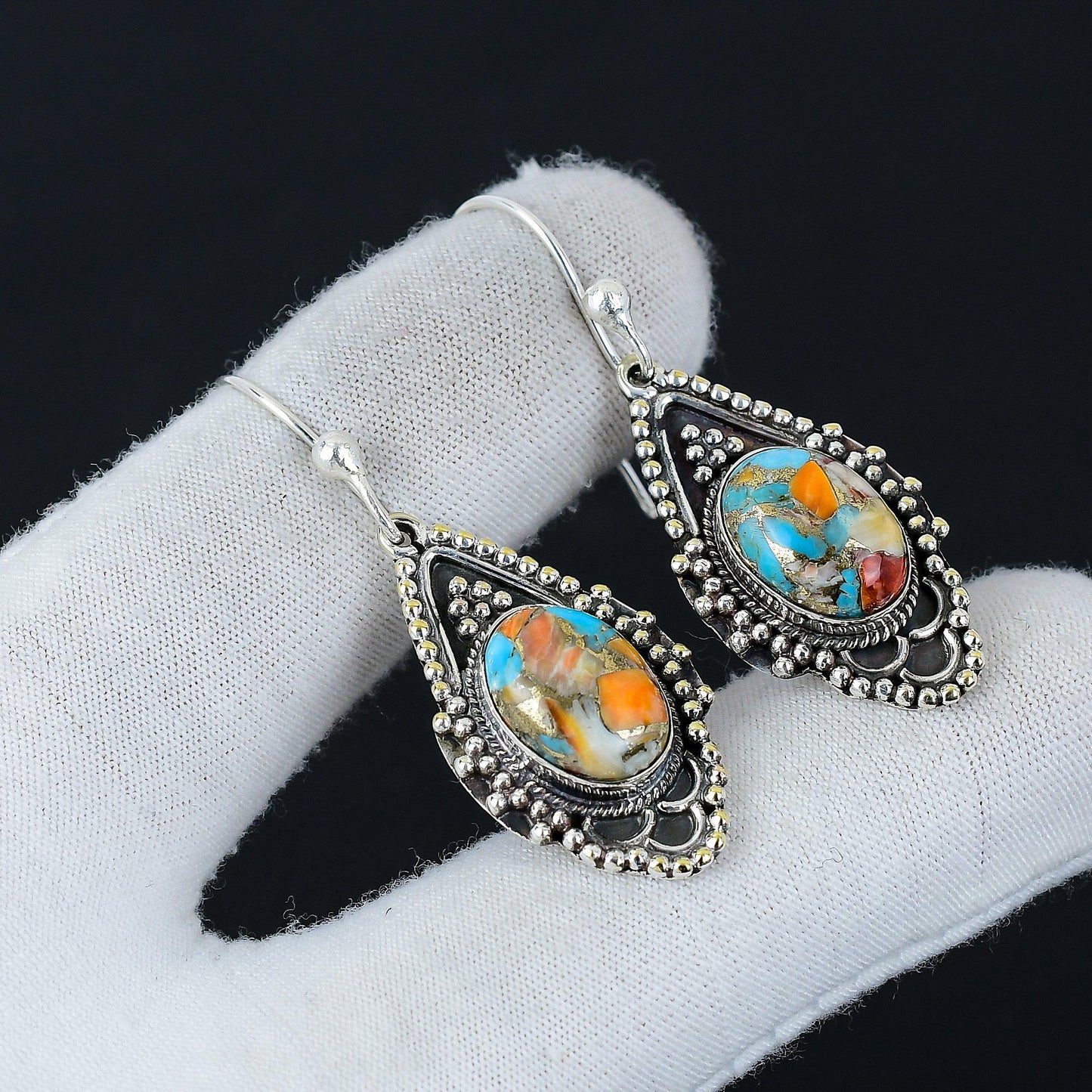 Oyster Copper Turquoise Gemstone Earrings