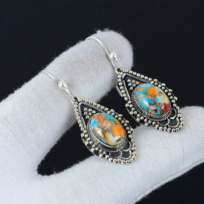 Oyster Copper Turquoise Gemstone Earrings