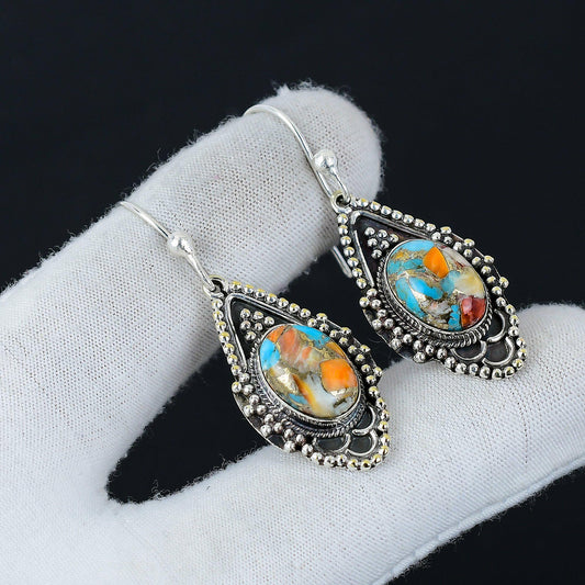 Oyster Copper Turquoise Gemstone Earrings