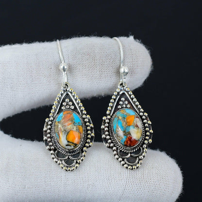 Oyster Copper Turquoise Gemstone Earrings