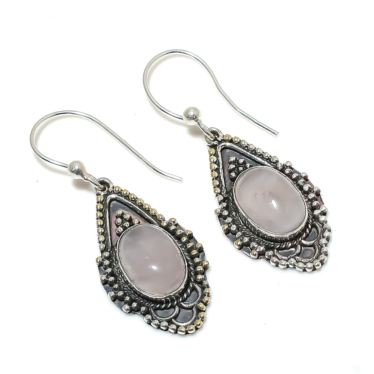 Pink Rose Quartz Gemstone Earrings