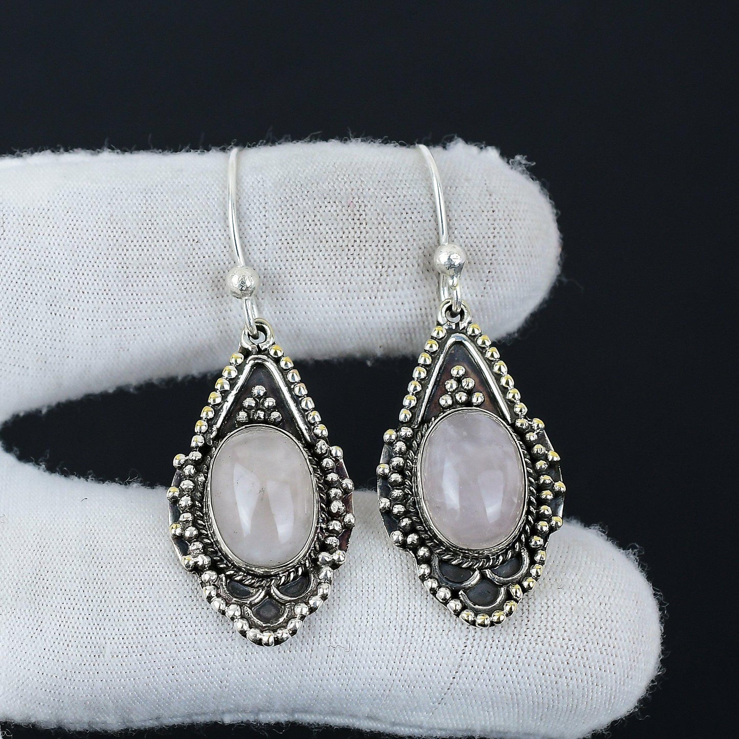 Pink Rose Quartz Gemstone Earrings