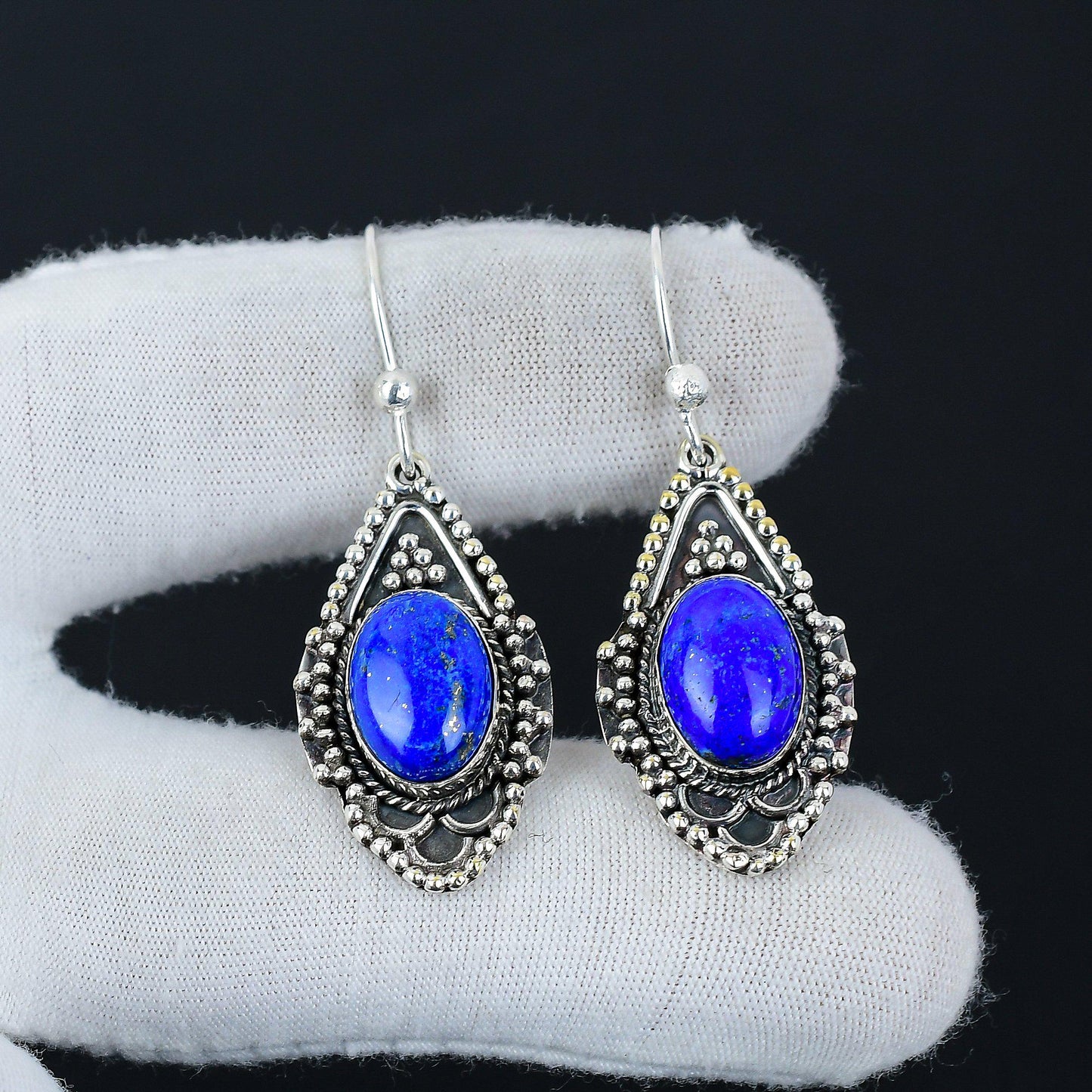 Blue Lapis Lazuli Gemstone Earrings