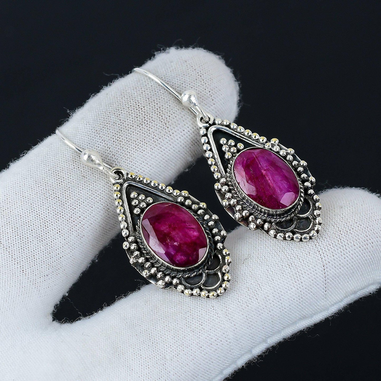 Red Ruby Gemstone Earrings