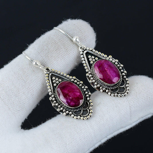 Red Ruby Gemstone Earrings