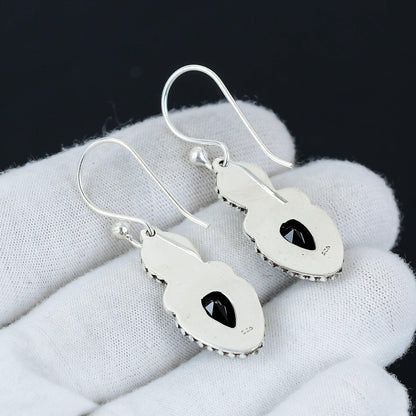 Black Spinel Gemstone Sterling Silver Earrings