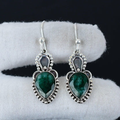 Green Emerald Gemstone Earrings