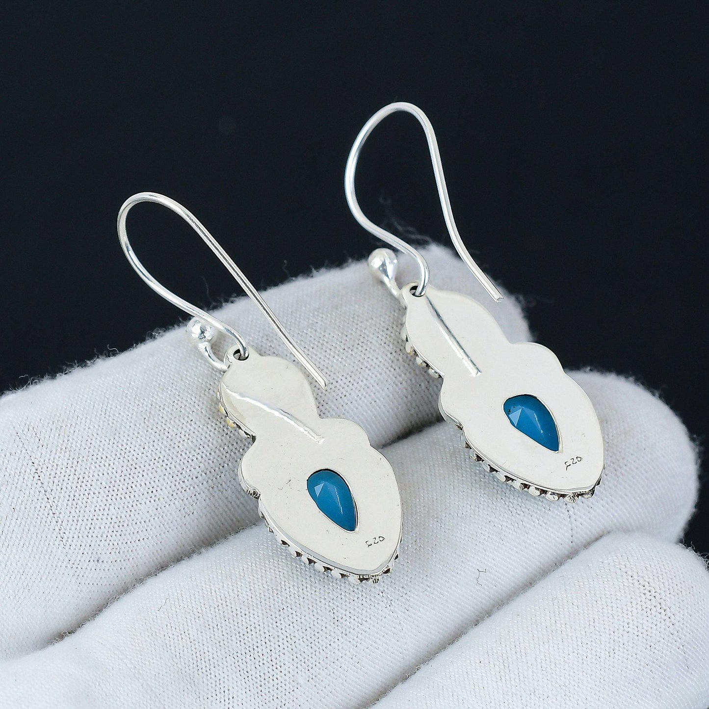 Blue Chalcedony Gemstone Earrings