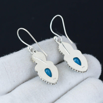 Blue Chalcedony Gemstone Earrings