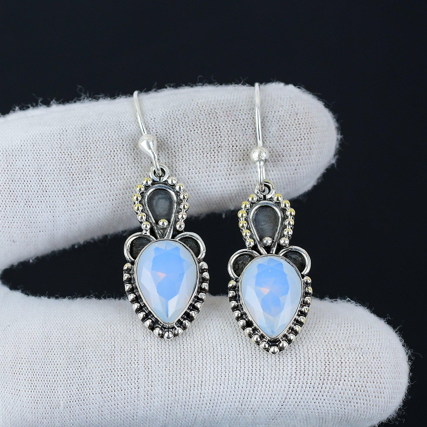 Milky Opal Gemstone Earrings