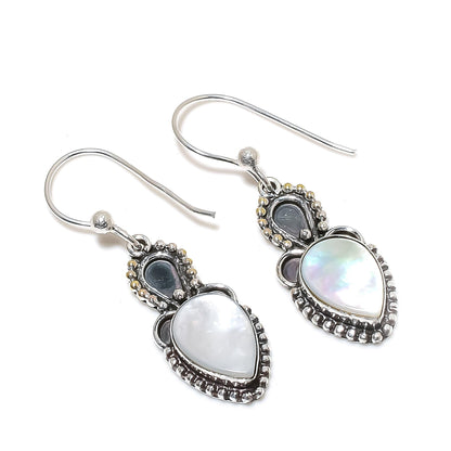 White Mother of Pearl Gemstone Earrings
