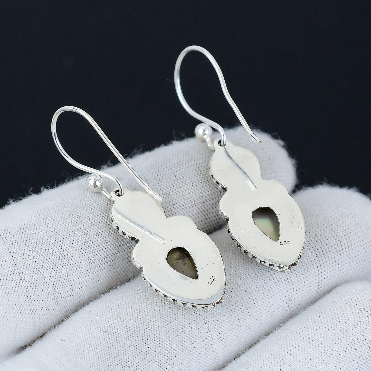 White Mother of Pearl Gemstone Earrings