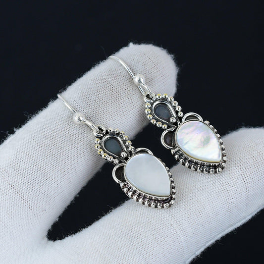 White Mother of Pearl Gemstone Earrings