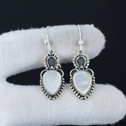 White Mother of Pearl Gemstone Earrings